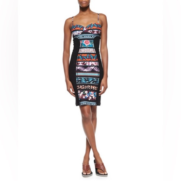 Jean Paul Gaultier Mixed-Print Paneled Bustier Dress Blue Multi (3) - Picture 2 of 12